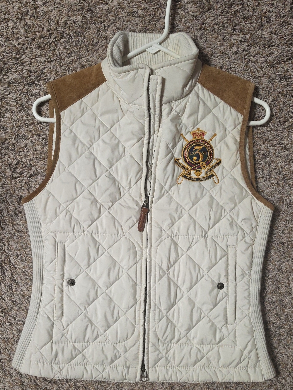 Ralph Lauren - Cream Quilted Vest with Tan Suede Accents